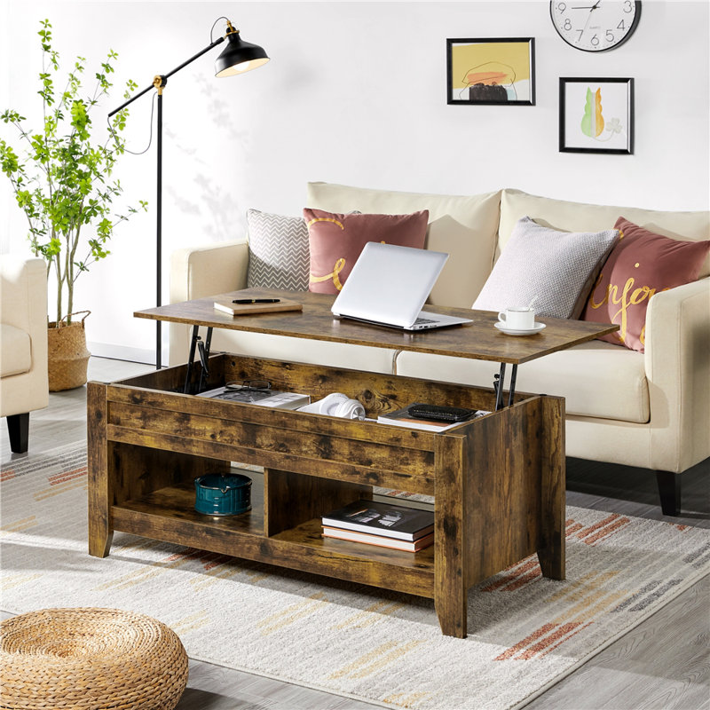 Table basse à plateau relevable Aspa, Espresso, H 19 po x L 47,5 po x l 23,5 po