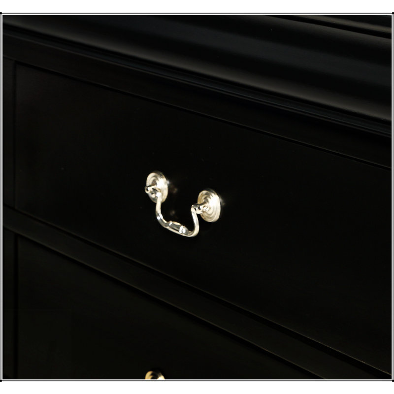 Armoire de rangement contemporaine élégante en bois massif avec 1 tiroir et 1 tiroir Louis Philip, Noir