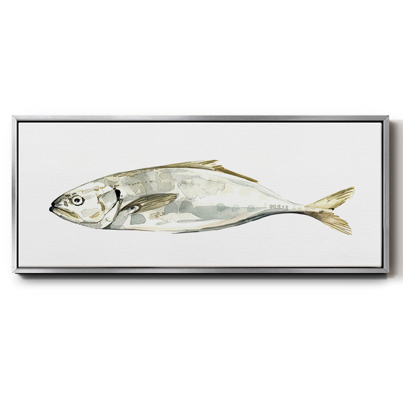 Silver Fish IV- Framed Canvas, 20" H x 50" W