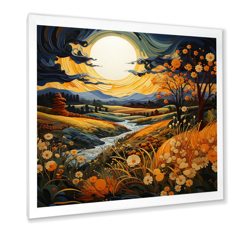 Prayies Serenity Pointillism I - impression, H 16 po x l 16 po x P 1 po, Cadre simple blanc