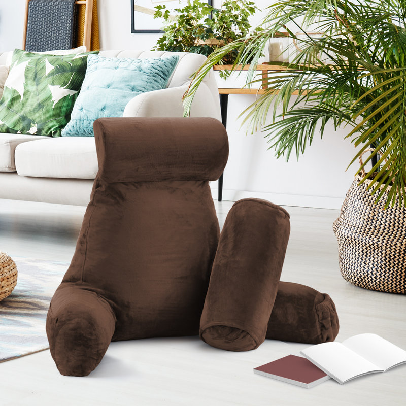 Coussin de lecture Nestl, H 22 po x l 36 po x P 13 po, Chocolat / Brun