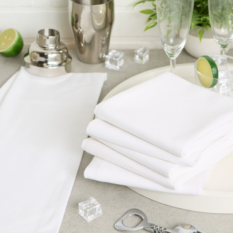 Jeté plat, Ensemble de 6, Blanc / Blanc