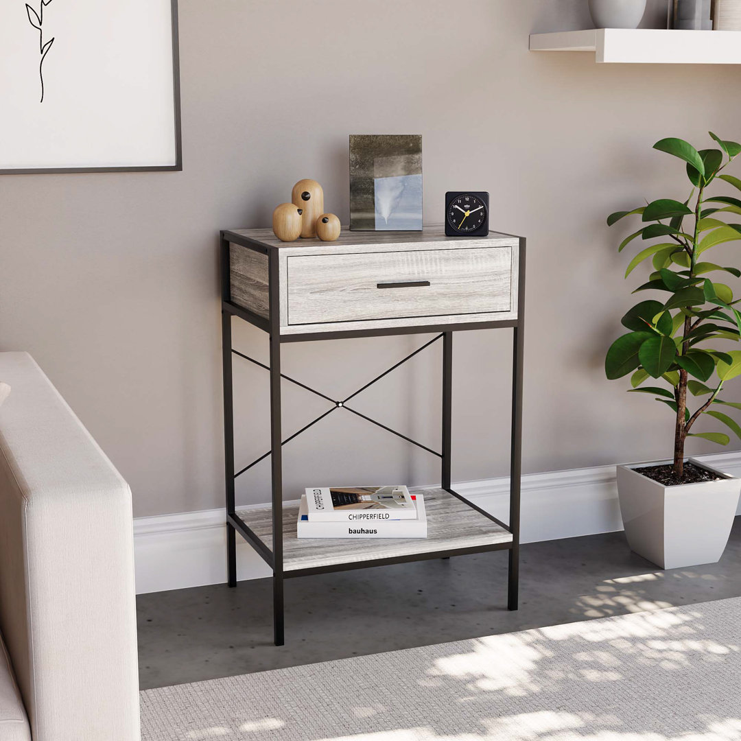 Sylvie 1 Drawer Industrial Console Table with Metal Legs Hallway & Living Room Furniture