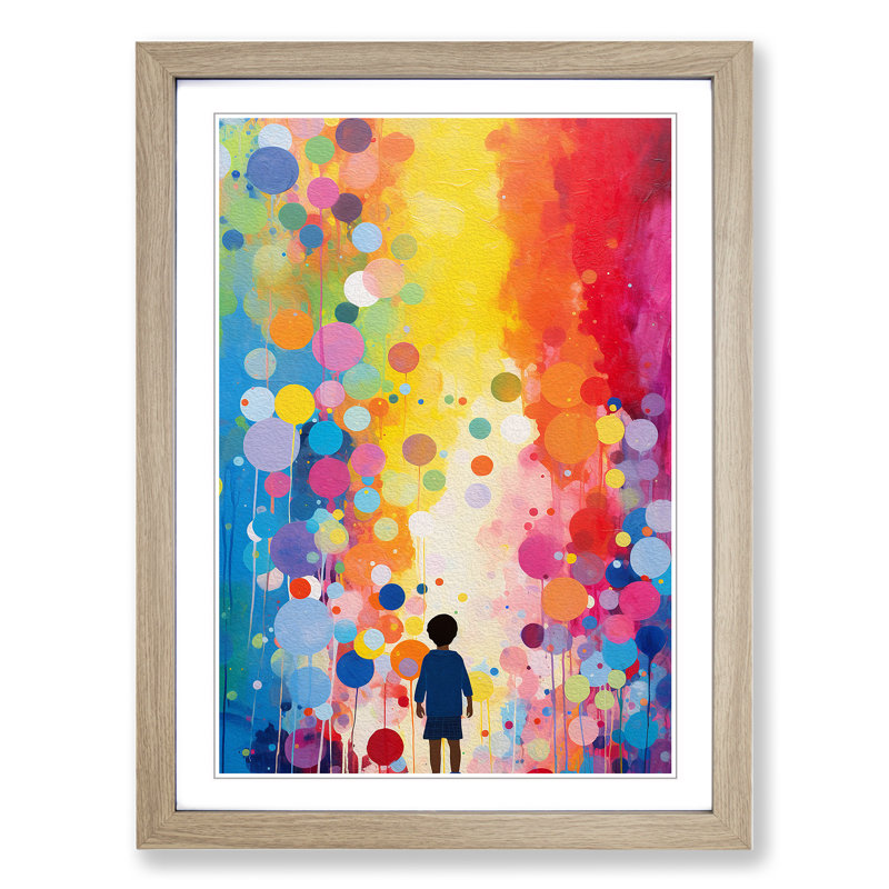 Kids Colour Field - Single Picture Frame Print on Wood, 46cm H x 34cm W, Oak Framed