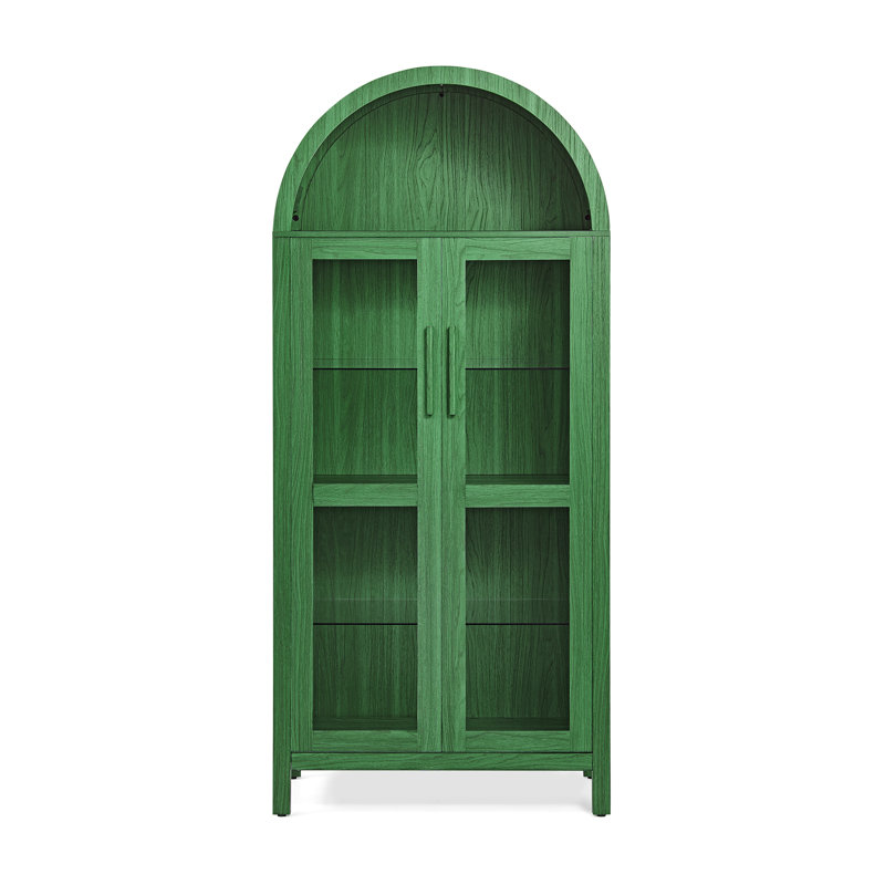 Bibliothèque avec portes en verre avec DEL, Vert clair