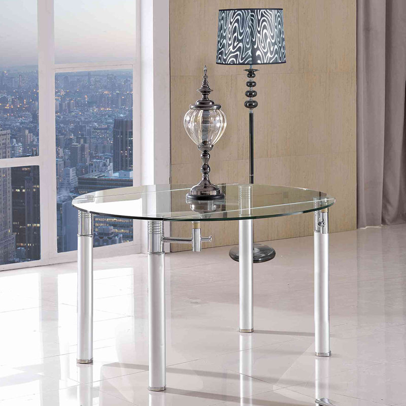Round Glass Top Metal Base Dining Table