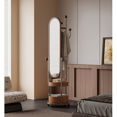 Miroir rotatif ovale en acier inoxydable 360