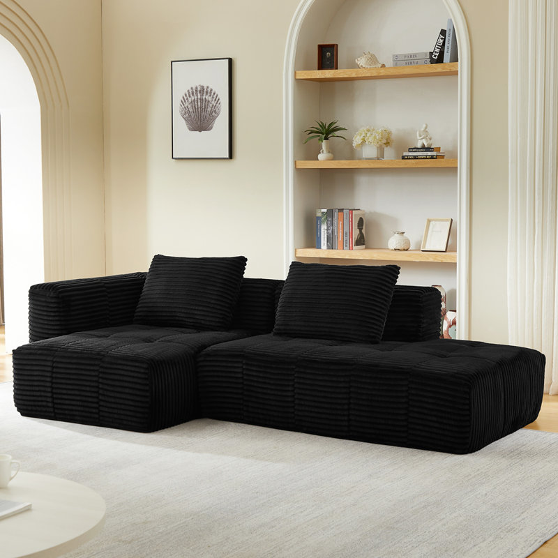 Canapé modulaire en forme de L Boneless Bonform, Noir