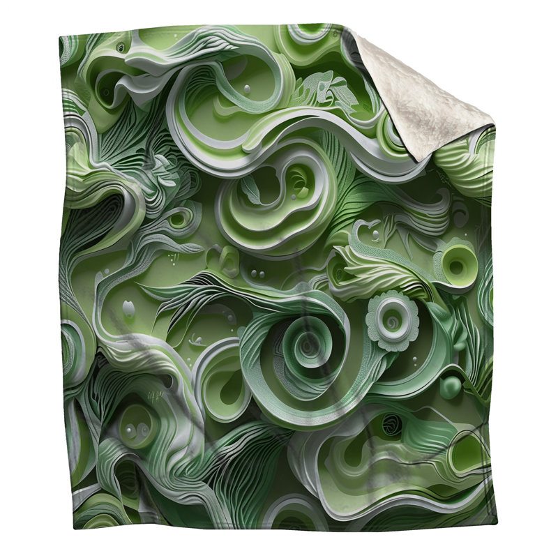 Couvertures complexes à tourbillons verts, 50in W x 60in H