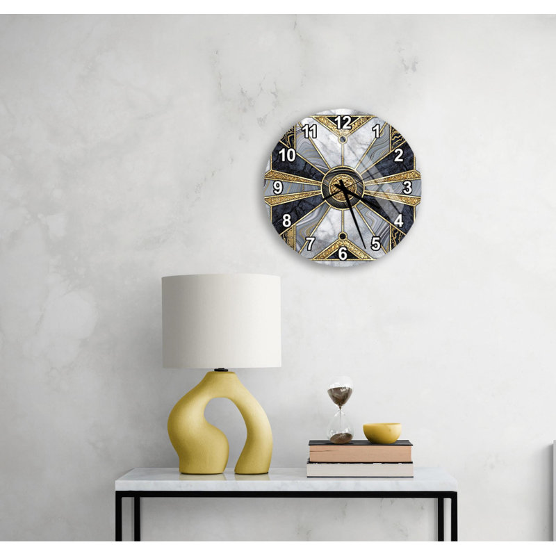 Horloge murale Luxury Luxury, 14 pouces, Romain, noir