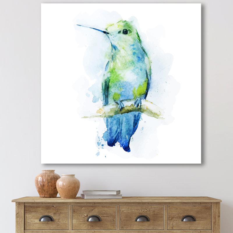 Colibri oiseau - reproduction sur toile, Toile tendue, H 30 po x l 30 po x P 1 po