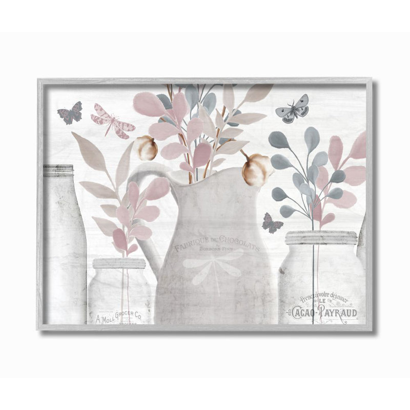 « fleur pot neutral painting », impression sur toile, H 11 po x l 14 po x P 1,5 po, Estampe numérique Farmhouse