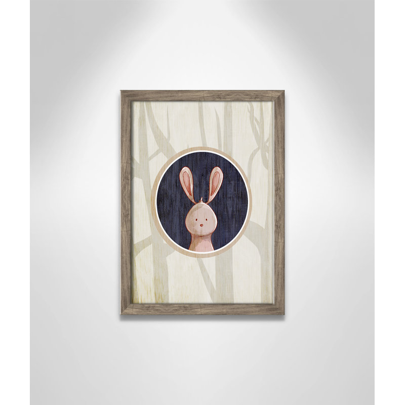 «Juvenile Forest Animals», impression sur papier, H 14 po x l 10 po x P 1,18 po, Encadré de boîte de grange gris