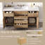 Meuble-lavabo de 60 po avec lavabo SMC, grande armoire de rangement moderne avec tiroirs à fermeture en douceur et portes en rotin, poignées en métal argenté et 5 pieds en pin-1465545791
