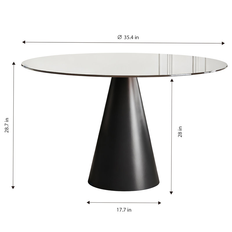 Table de salle à manger ronde en verre de 35 pouces, avec plateau en verre trempé et pieds en acier au carbone. Convient pour 2 à 4 personnes. Petite table ronde brun foncé, idéale pour les restaurants et les appartements.