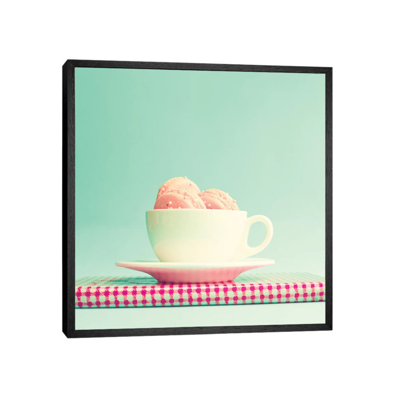 Cup Of Macaroons by Caroline Mint - Print on Canvas, Black Framed, 93.98 cm H x 93.98 cm W