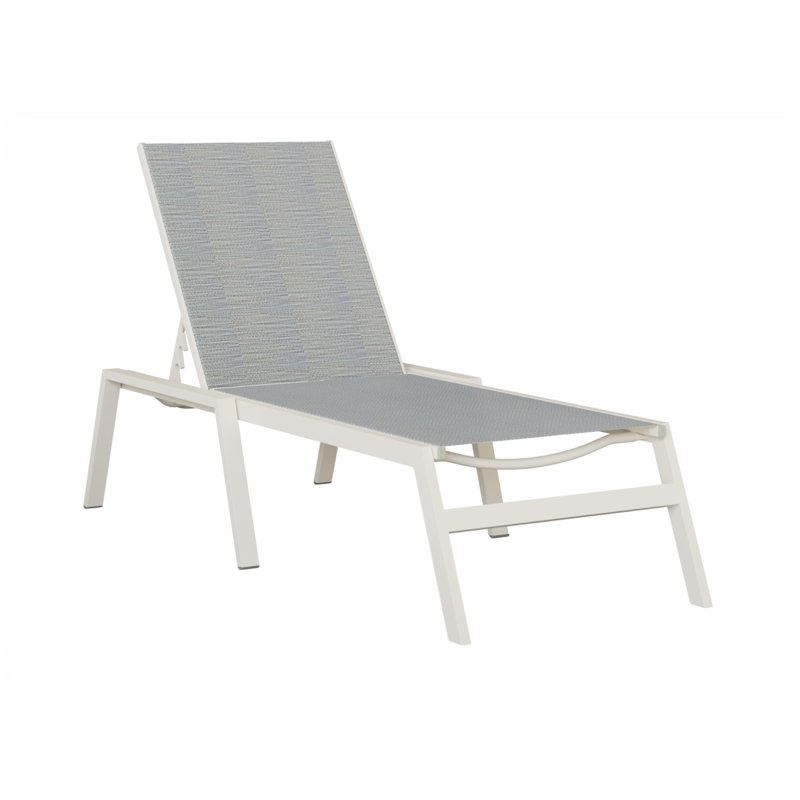 Berlin Gardens Vida Chaise Armless Lounge, Light Gray, Matte White