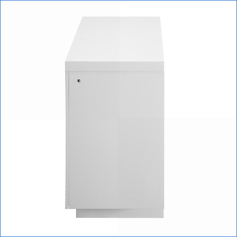 Electric Fireplace 66” Modern Ivory | Freestanding | Solid Wood+MDF