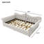 Grand lit de jour rembourré avec garniture cloutée et DEL, beige-1732022093