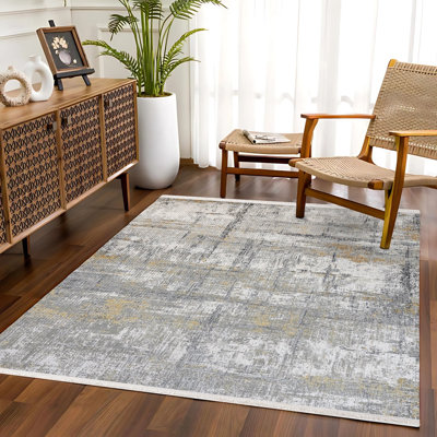 Tapis crème antidérapant tissé à motif numérique crème