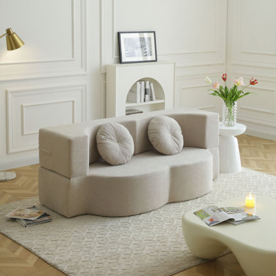 Canapé-lit 2 en 1 avec coussin, canapé-lit simple, canapé-lit pour plancher et futon, canapé-lit pliant en mousse pour le salon, les invités, le bureau, un appartement, aucun assemblage requis