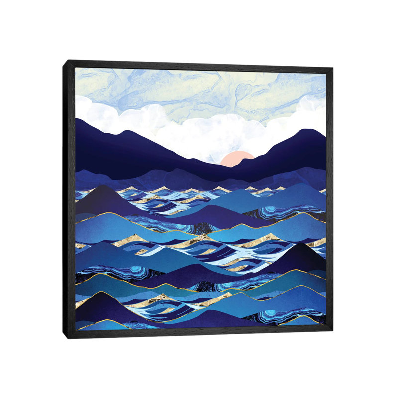 Ocean Blue - Print on Canvas, Black Framed, 93.98 cm H x 93.98 cm W