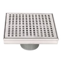 Square Floor Drain Brass Shower Drain 3.5 Inch with Grid Grate Cover  Applicable In Bathroom, Garage, Basement And Toilet