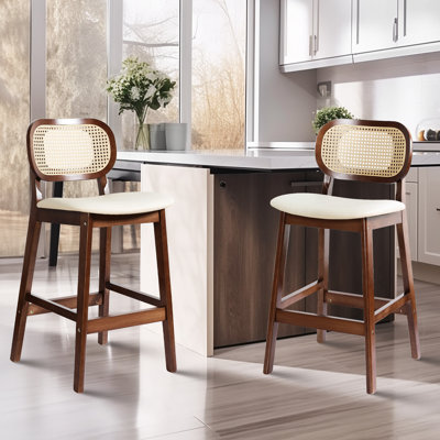 25" PU Upholstered Counter Height Bar Stool