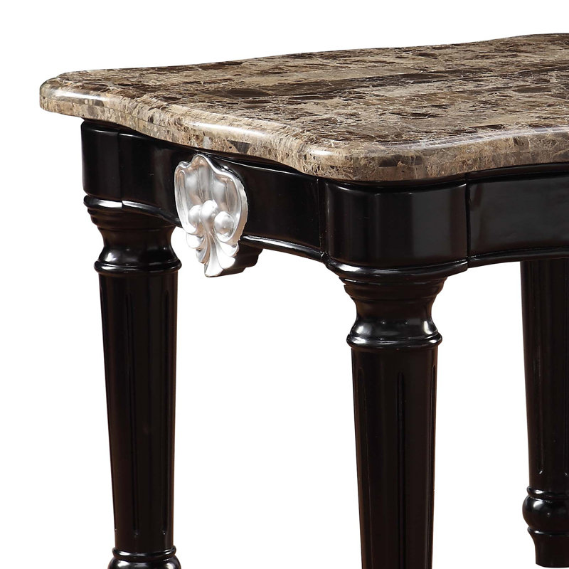End Table, Natural Marble Top & Black
