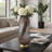 Textured Cylindrical Glass Flower Vase with Base for Home Decor - Decorative Tall Table Vase for Living Room Display - Pink & Gold-89109969