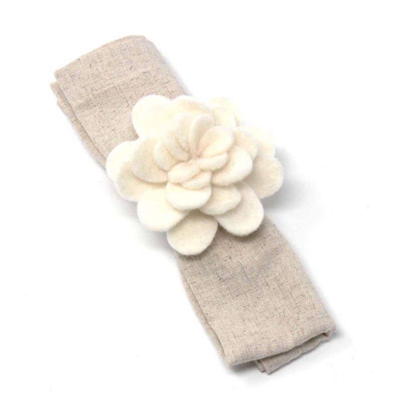 Cream Felt Flower Napkin Ring Set