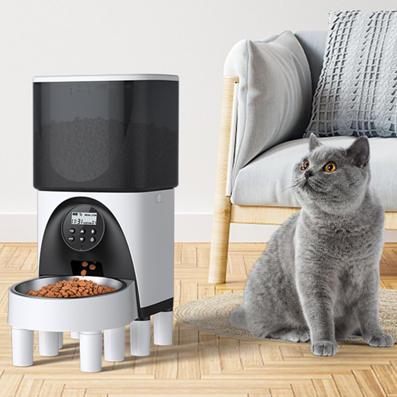 Distributeur automatique d'aliments secs surélevé, Noir / blanc
