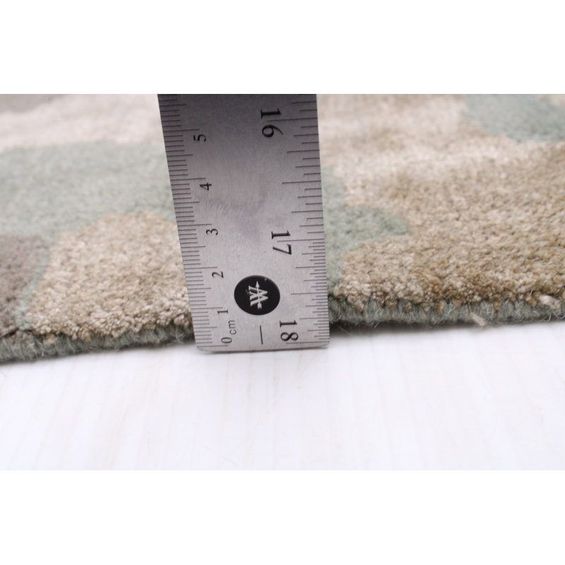 Tapis gris abstrait en laine noué à la main 8 pi 0 po x 9 pi 10 po Cruzado