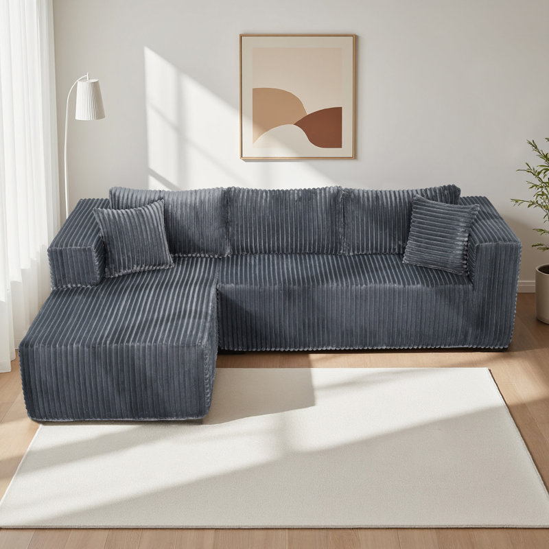 Canapé modulaire en L 105 po, Gris, Orienté à gauche (vu de face)