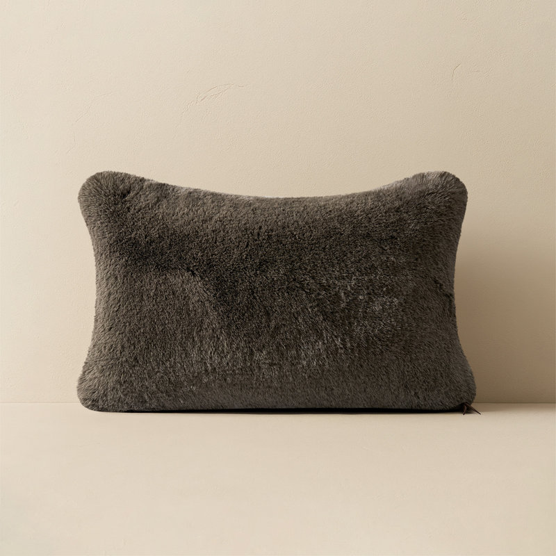 Ensemble de 1 housse de coussin de luxe en fausse fourrure de chinchilla de luxe, 20 po x 20 po, Carré 20 po