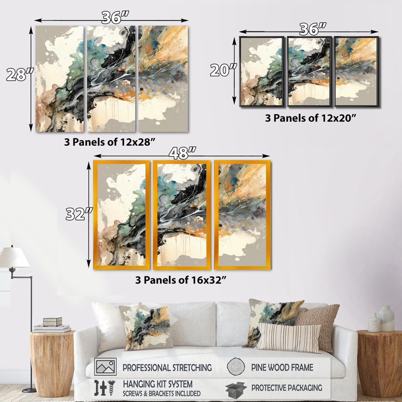 «Jazz Rhythms in Shades of Grey IV», reproduction sur toile 3 pièces, H 20 po x l 36 po x P 1 po, Toile tendue