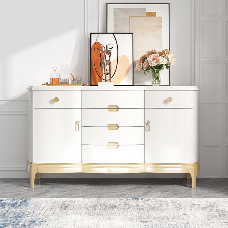 Armoire d'entrée simple en bois massif blanc
