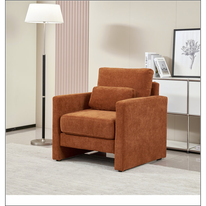 Chaise d'appoint moderne, fauteuil en tissu d'ameublement en chenille - style moderne, structure en bois massif, Gris