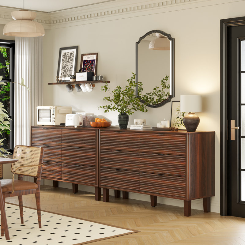 Grantville 6 Drawer 120Cm W Double Dresser, Walnut
