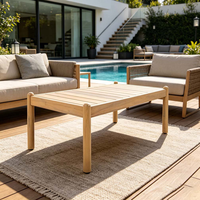Table basse d'extérieur en bois d'acacia, Light Teak
