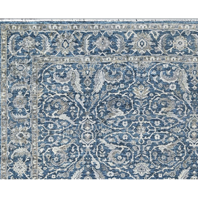Hand Knotted Wool Area Rug in Blue, Rectangle 8' x 10'