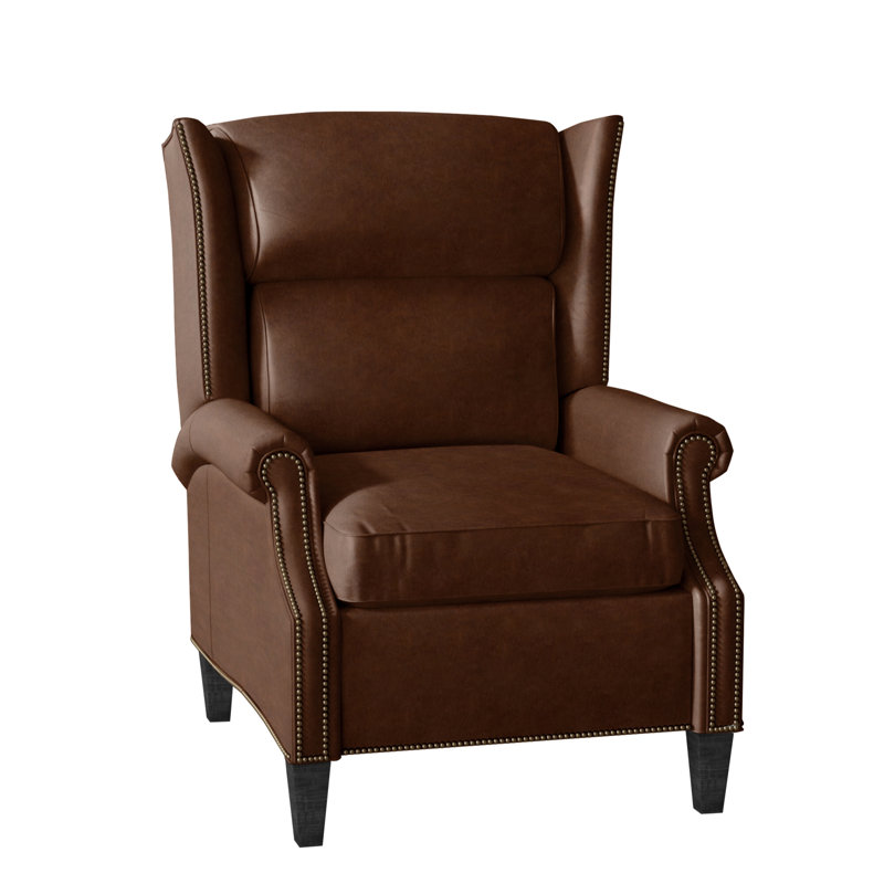 Broderick Recliner, Aline Light Gray Stonewash Genuine Leather, Plantation, #9 French Natural