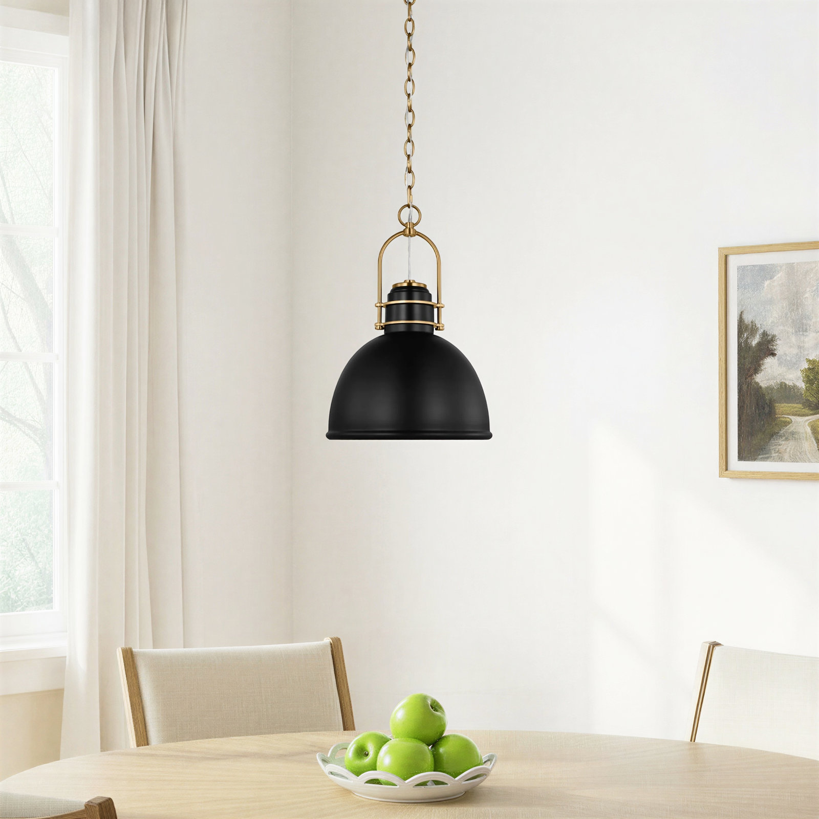 Single Light Metal Dimmable Pendant, Midnight Black