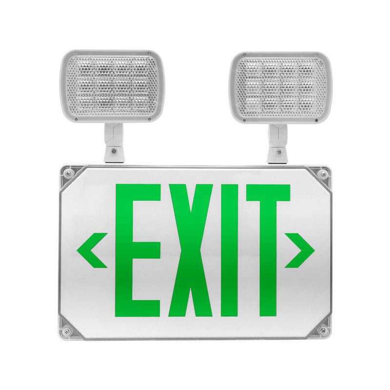 NICOR Lighting Thermoplastic LED Double Sided Emergency Exit Combo Sign, Green