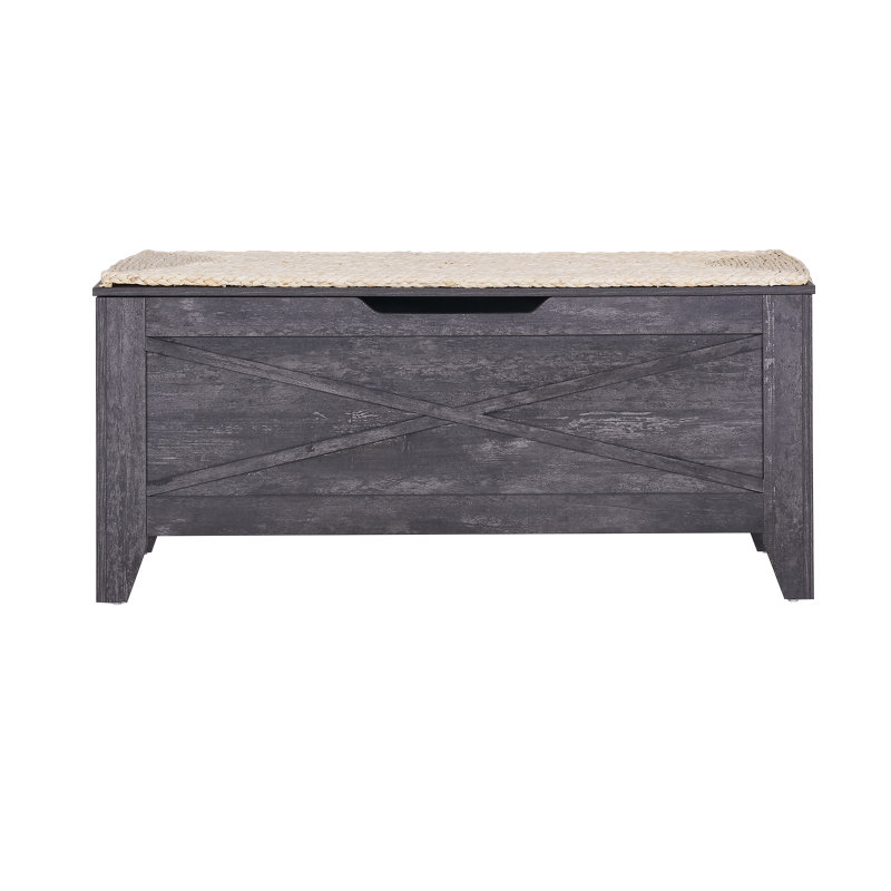 Pania 30" Wide Rectangle Storage Bench, Gray, 18.5" H x 43.3" W x 15" D