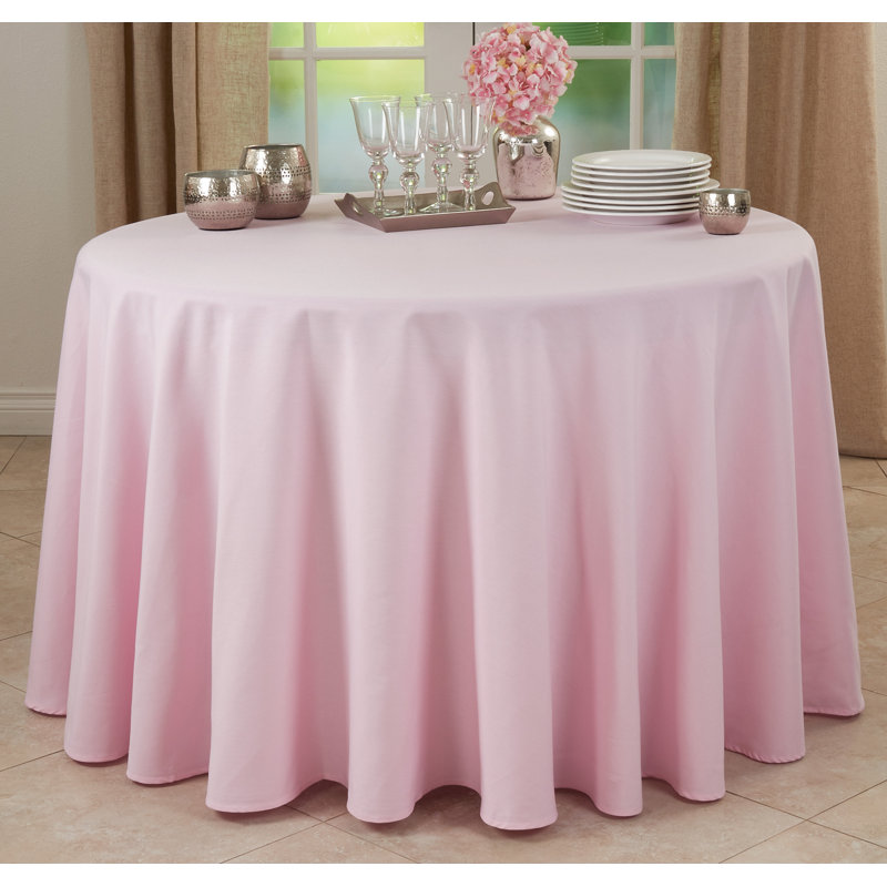 Grace Polyester Round Tablecloth, 120" L x 120" W, Pink