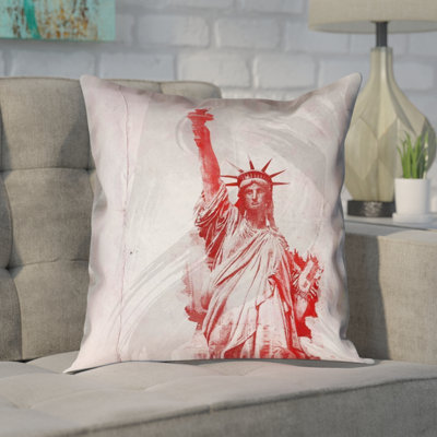 David Khieu Watercolor Statue of Liberty Printed Square Pillow Cover