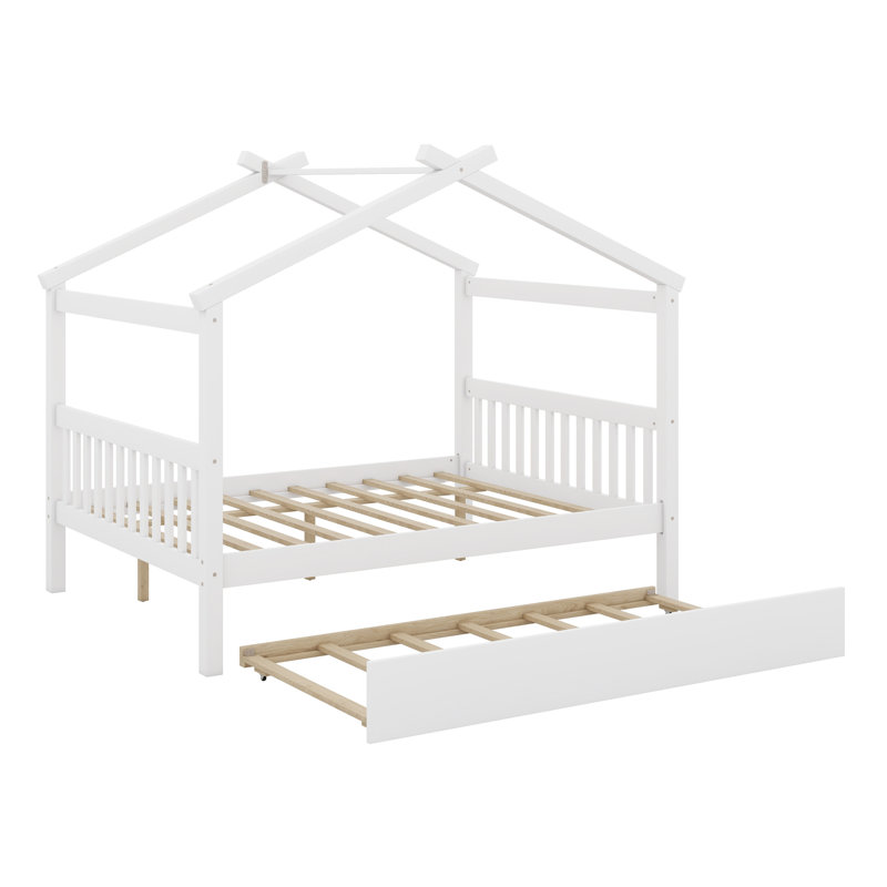 Lit en bois avec couchette, Blanc