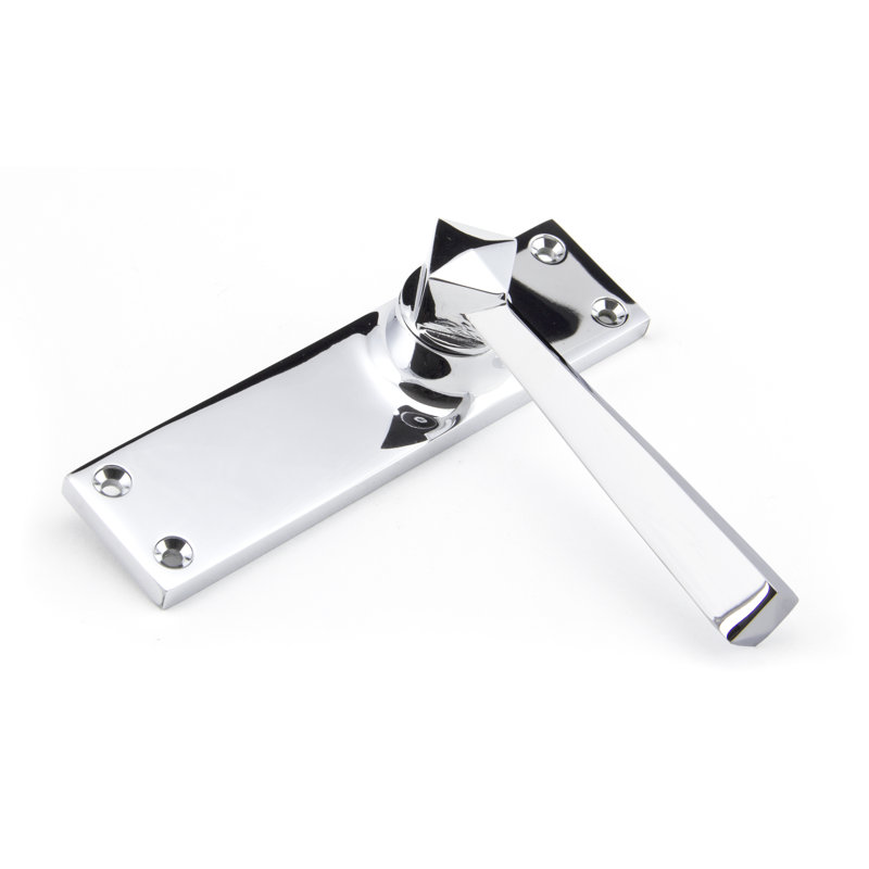 Straight Lever Latch Set, Polished Chrome
