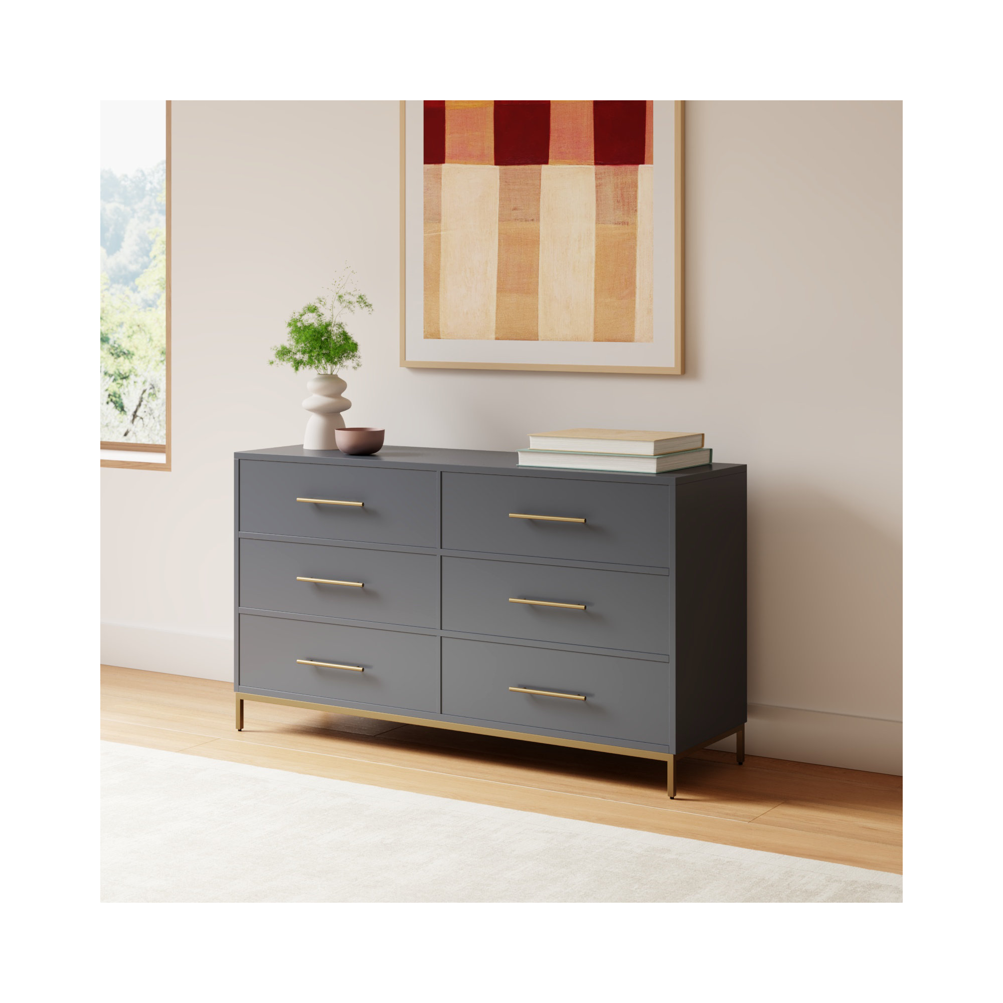 Marino 6 - Drawer Dresser, Slate Gray